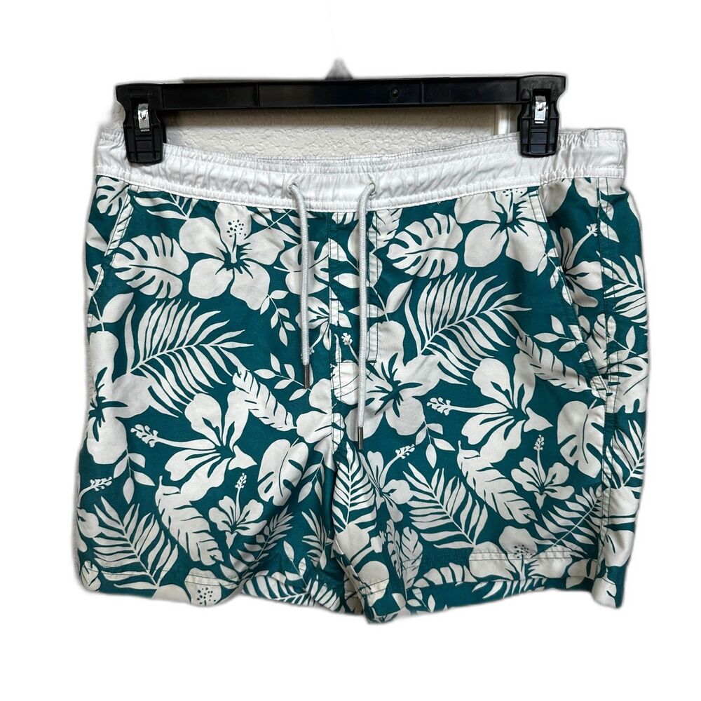 American Eagle Teal Tropical Swim Trunks - Men S